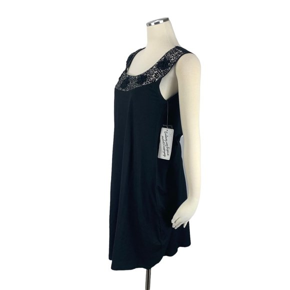 Peter Nygard Small NWT Dress Black Sleeveless Rhinestone Party Knee Length - Picture 2 of 6